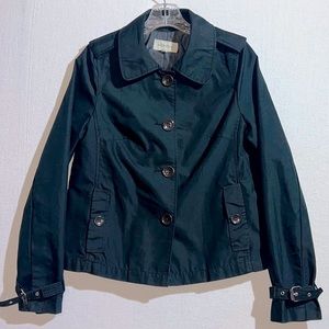 Short Trench Women’s Small Black Pea Coat Waist Length Trench Coat Jacket